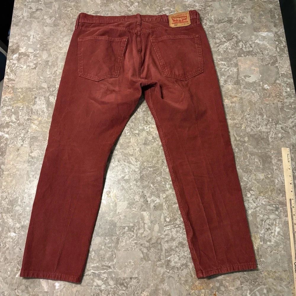Levi's Pants Mens 36x30 (fits 36x28) Red 502 Straight Taper Corduroy Casual